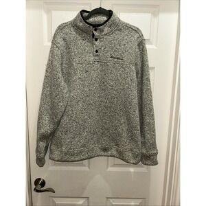 Eddie Bauer Radiator Fleece Snap Mock Pullover Mens SZ: Large,Gray Heathered